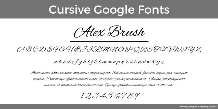 Alex Brush Google Font Example