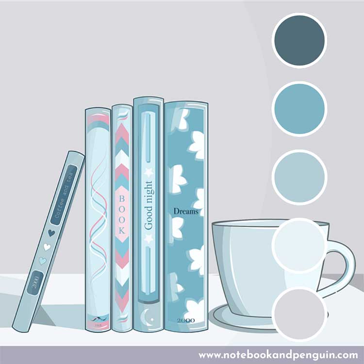 Monochromatic cool blue pastel palette