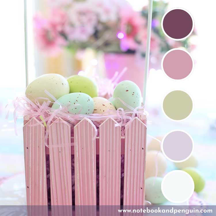 Easter pastel color palette with darker accent