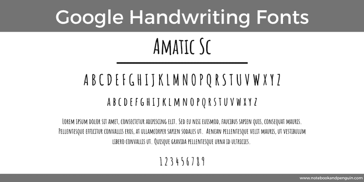 Amatic Google Font