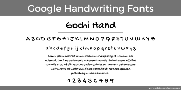 Gochi Hand Google Font Handwriting