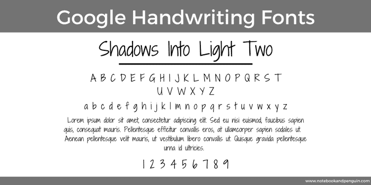 Shadows Into Light Two Google Font