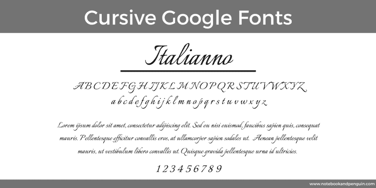Italianno Google Font Example