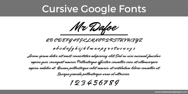 Mr Dafoe Cursive Google Font
