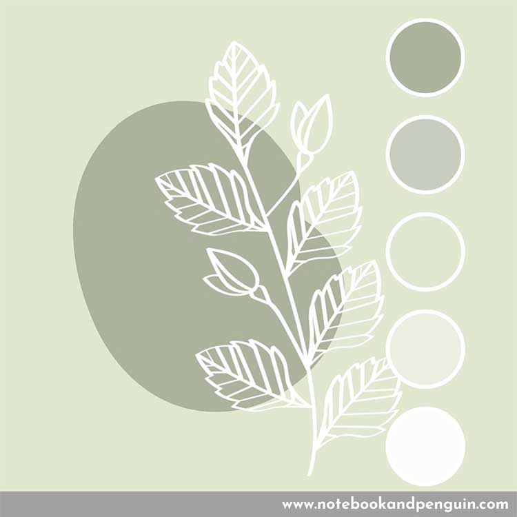 Pastel gray and green graphic monochromatic color palette