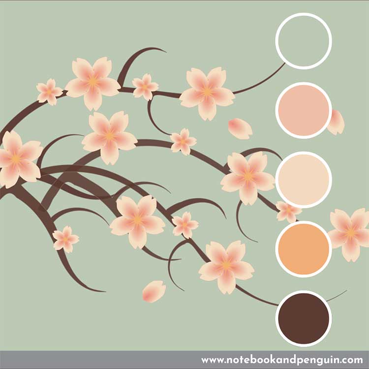 Pastel orange palette with brown and pastel green accent