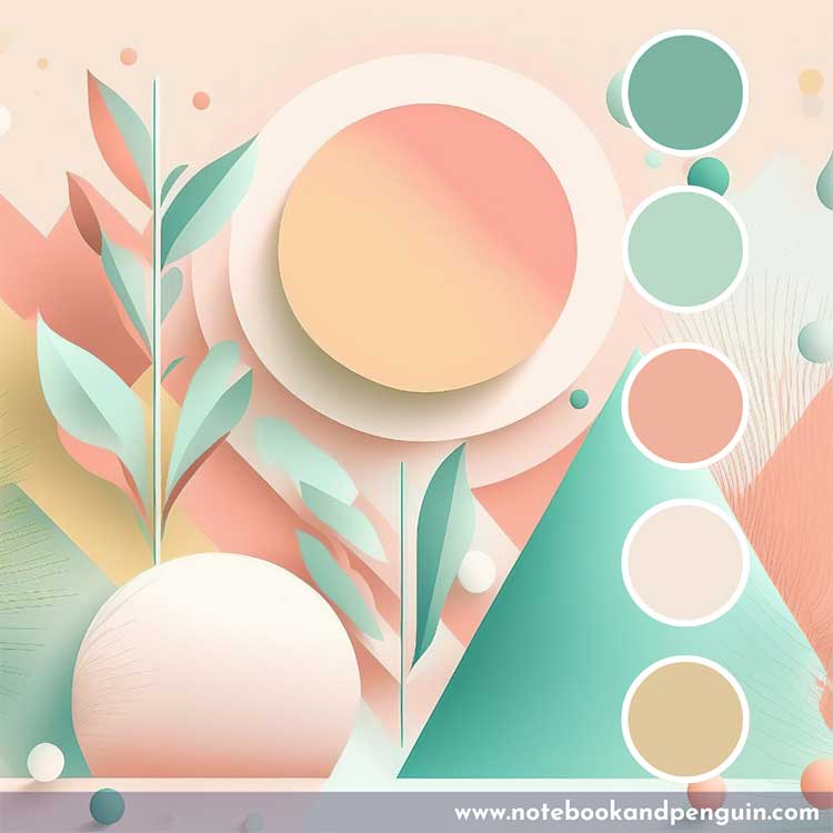 pastel peach and teal complementary palette