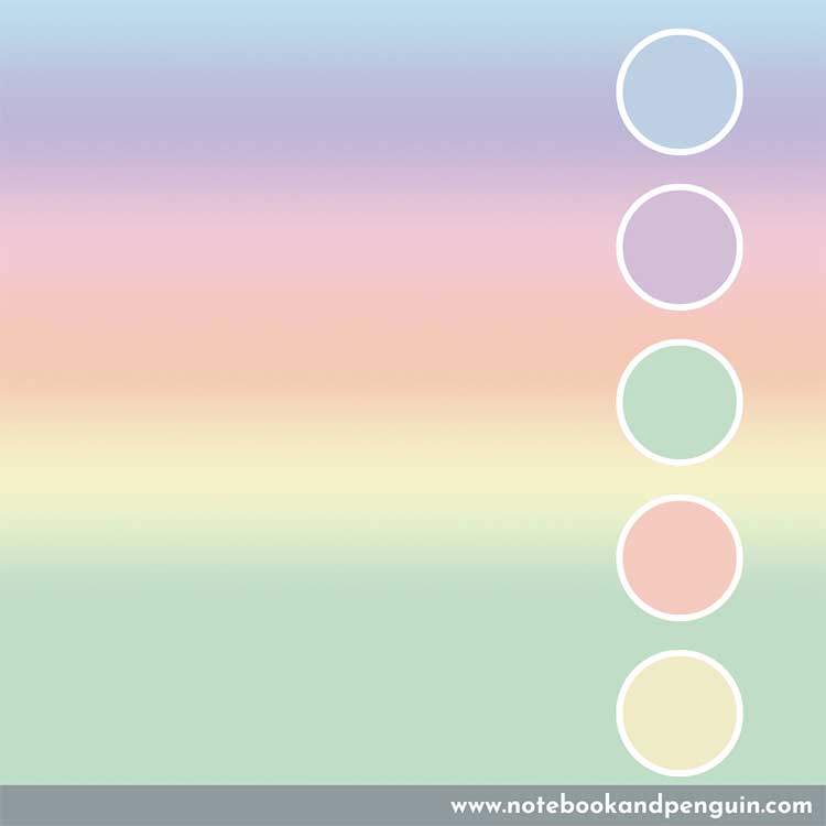 Pastel rainbow color palette