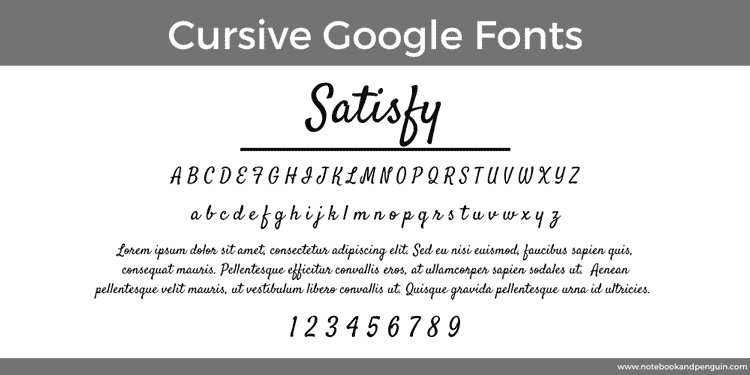 Satisfy Cursive Google font example
