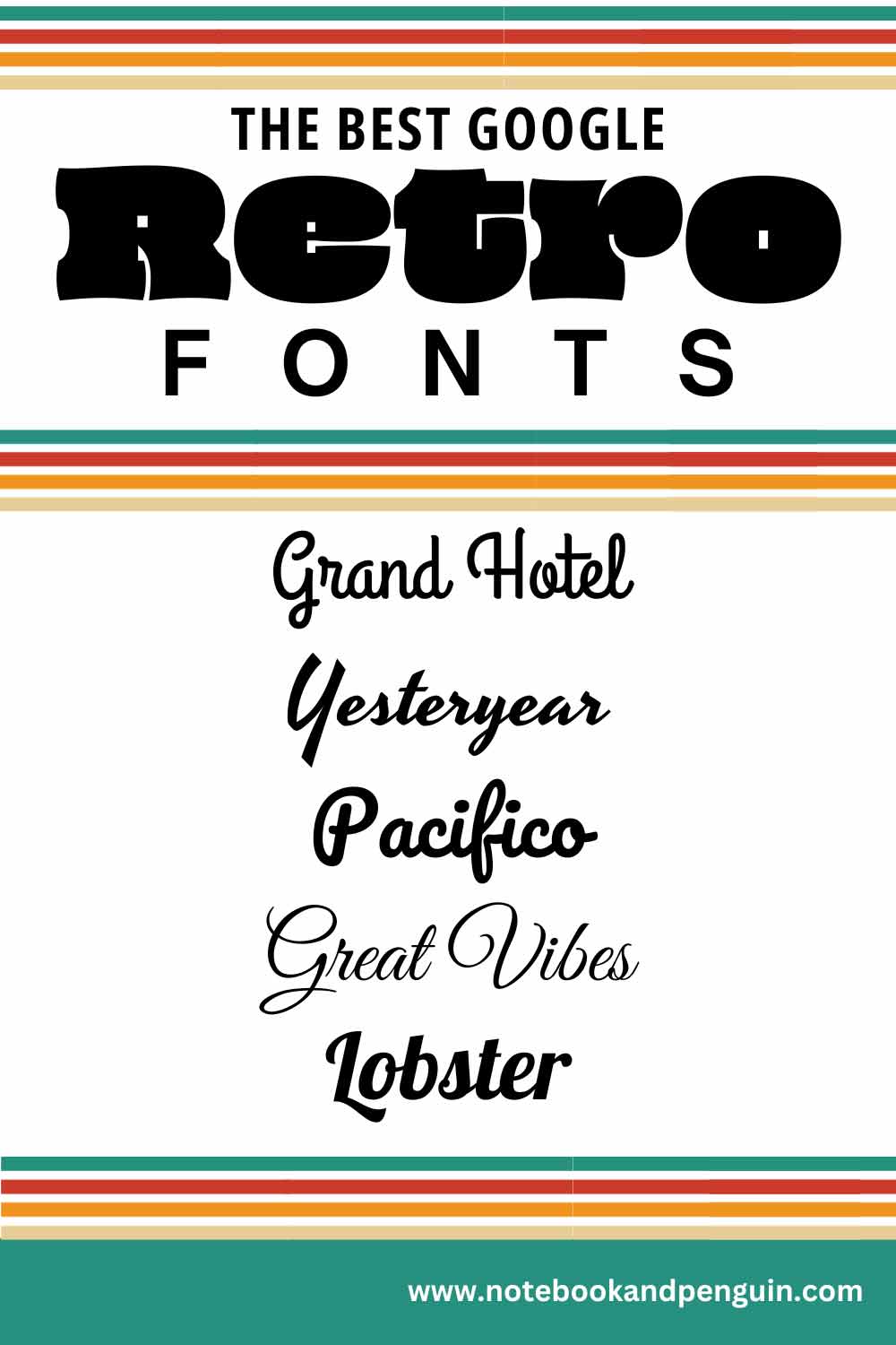 Vintage and Retro Google Font Ideas Pinterest Pin