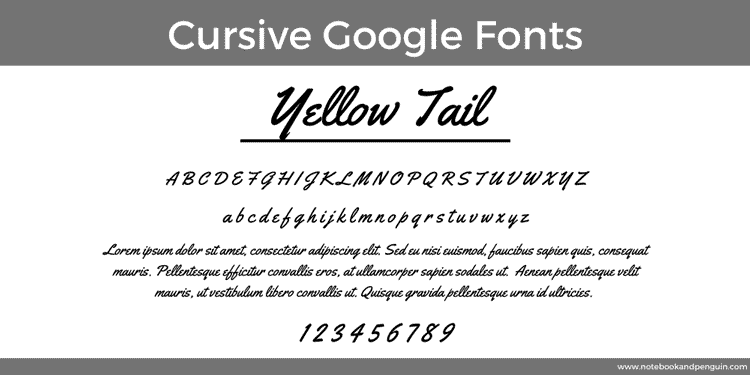 Yellow Tail Cursive Font