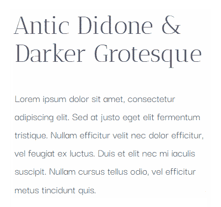Antic Didone and Darker Grotesque Google Font Pairing Example