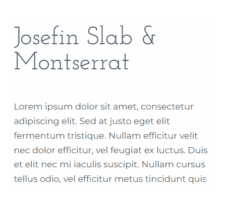 Josefin Slab and Montserrat Font Pairing Example