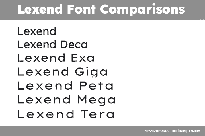 Lexend Font Comparisons