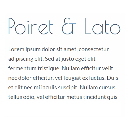 Poiret and Lato Google Font Pairing Example