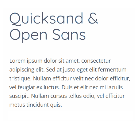 Quicksand and Open Sans Google Font Pairing Example