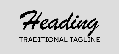 Decorative heading font mixed with a traditional sans-serif tagline font