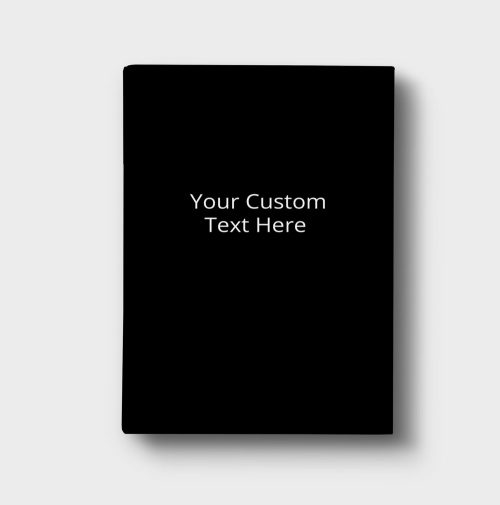 Text example for custom cover of customized black journal
