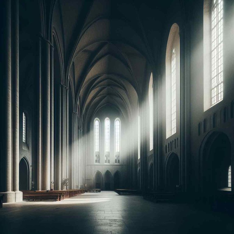 A Christian Church bathed in light and shadows
