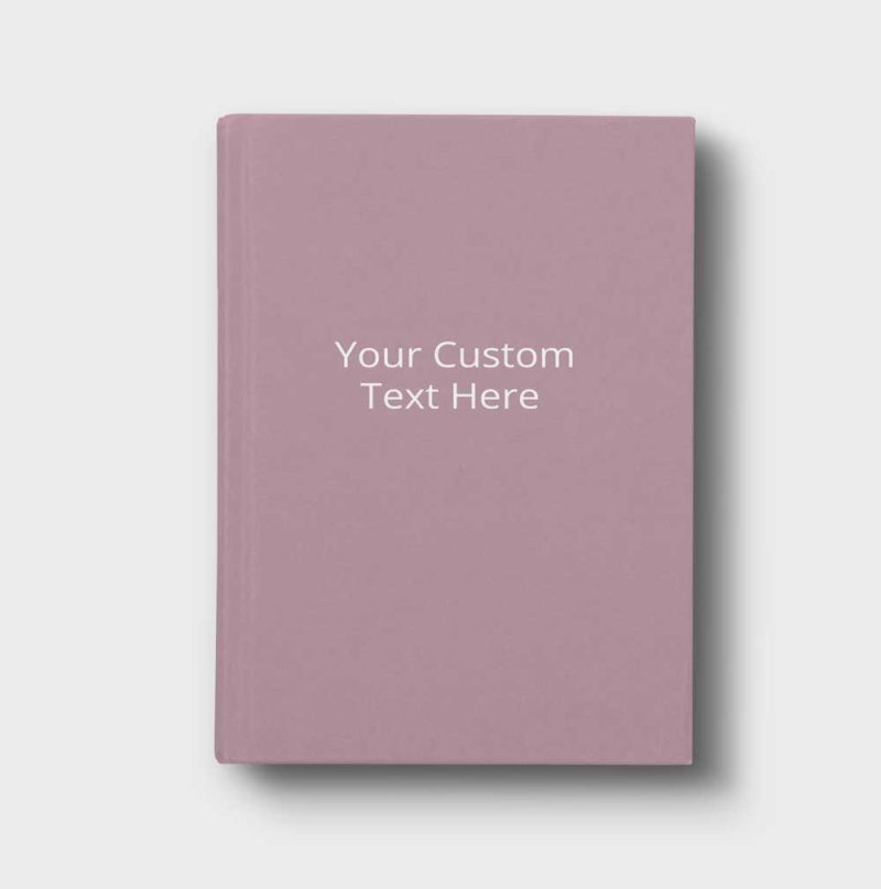 Hardcover A5 pink journal with custom text example