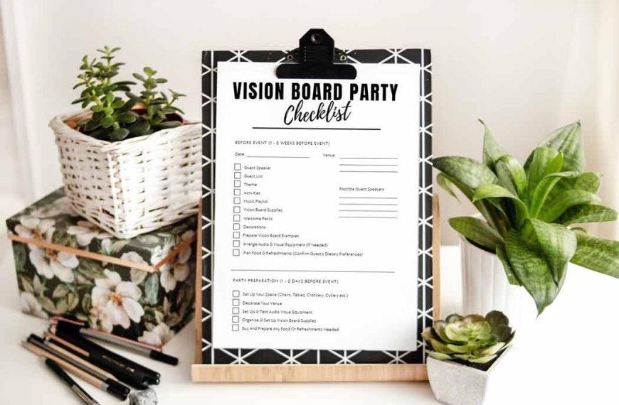 Vision board party checklist header