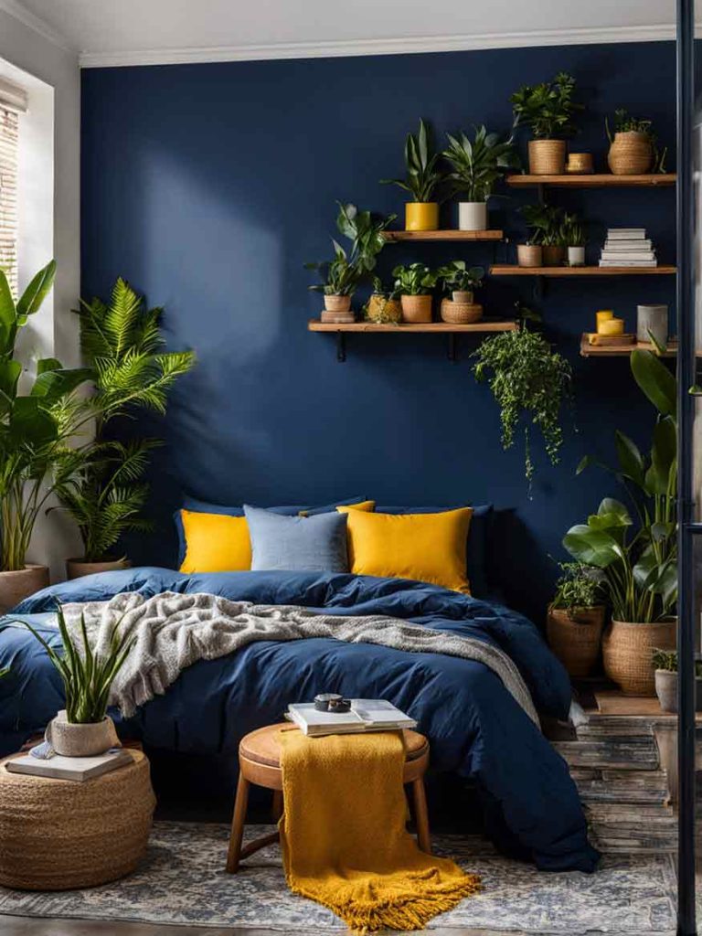blue and yellow bedroom color scheme