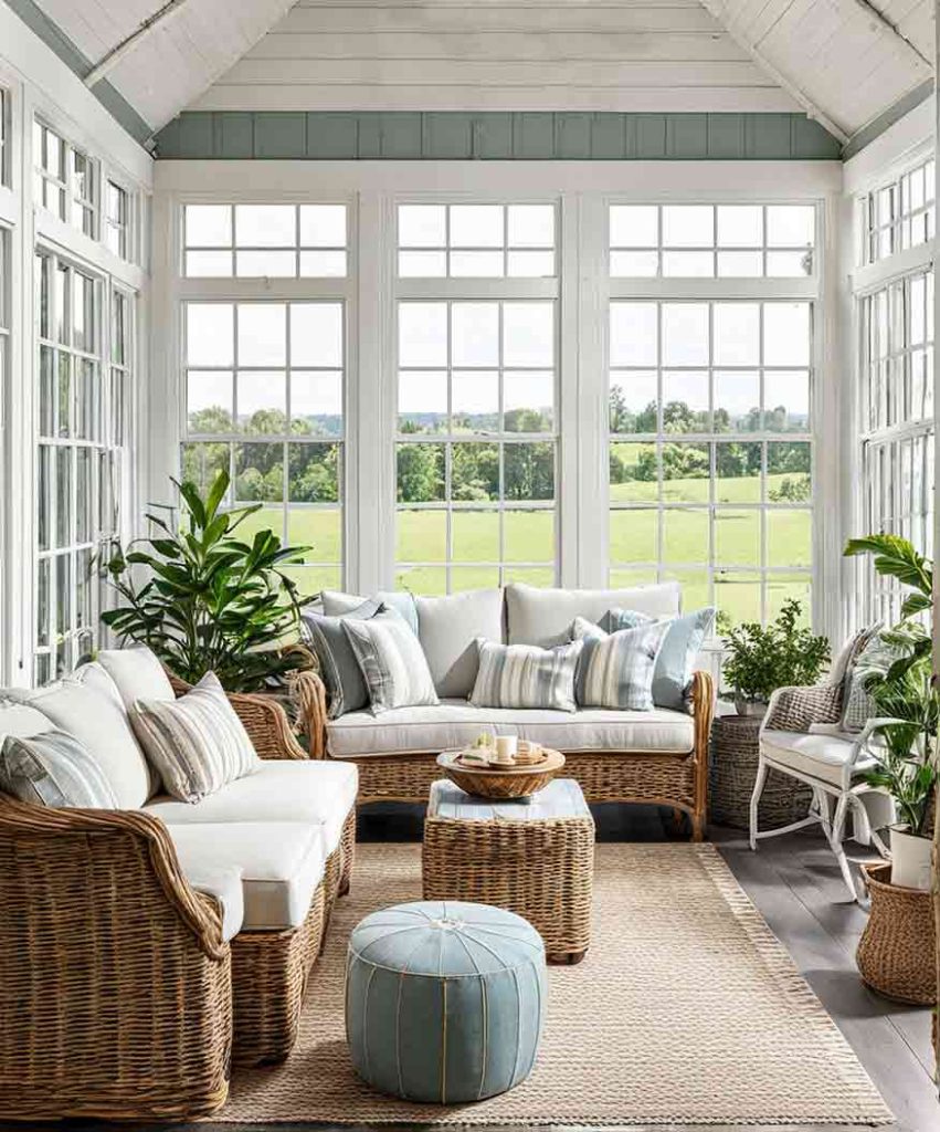 Farmhouse sunroom design idea