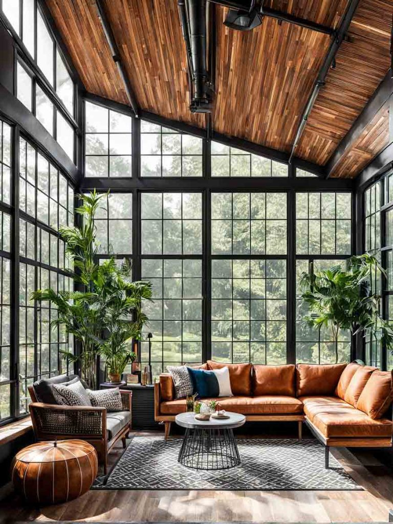 Industrial style sunroom idea