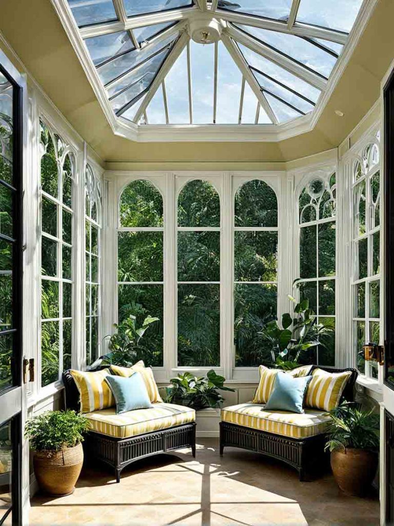 Sunroom in a regency interior design style