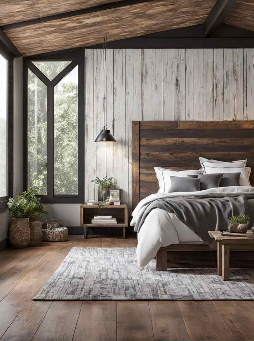Bedroom with brown and gray color scheme