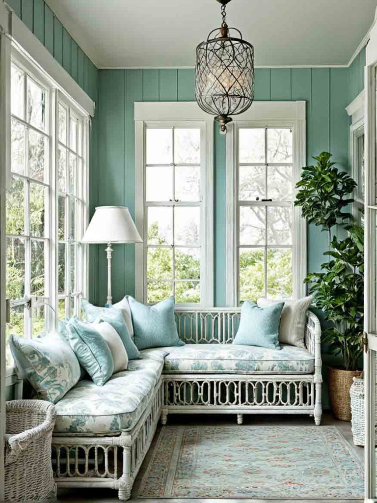 Shabby chic sunroom design idea