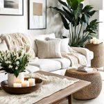 Living room with white and beige color scheme