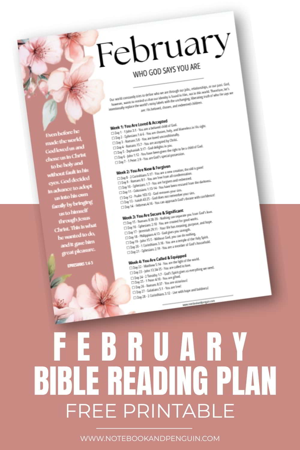 February Bible reading plan Pinterest pin