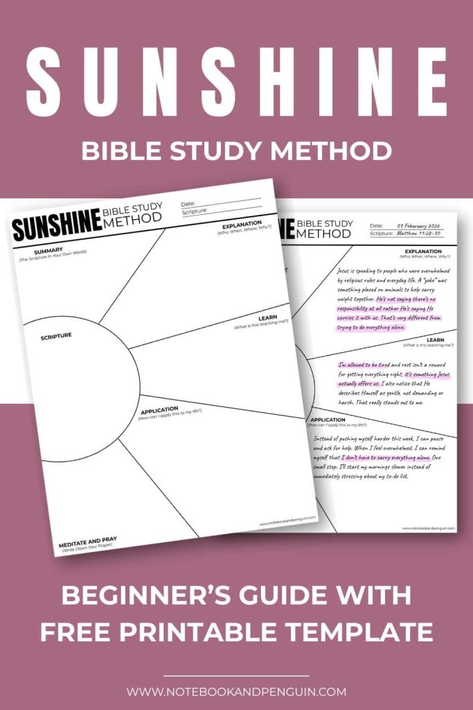 What is the Sunshine Bible Study method for Beginners Pinterest Pin