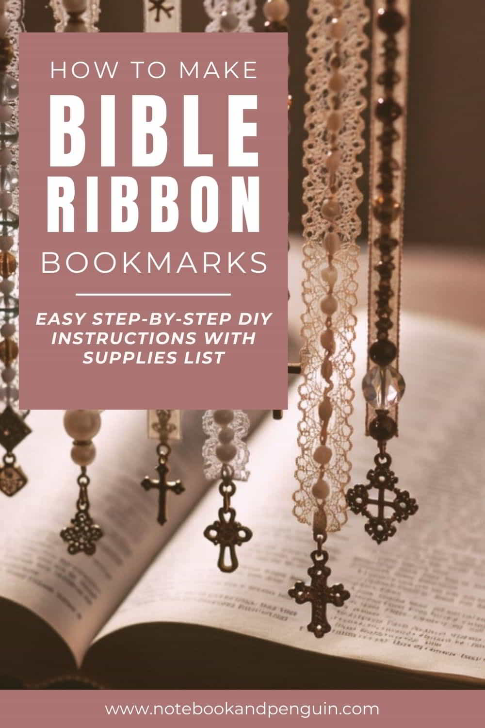 DIY Ribbon Bible bookmarks Pinterest pin