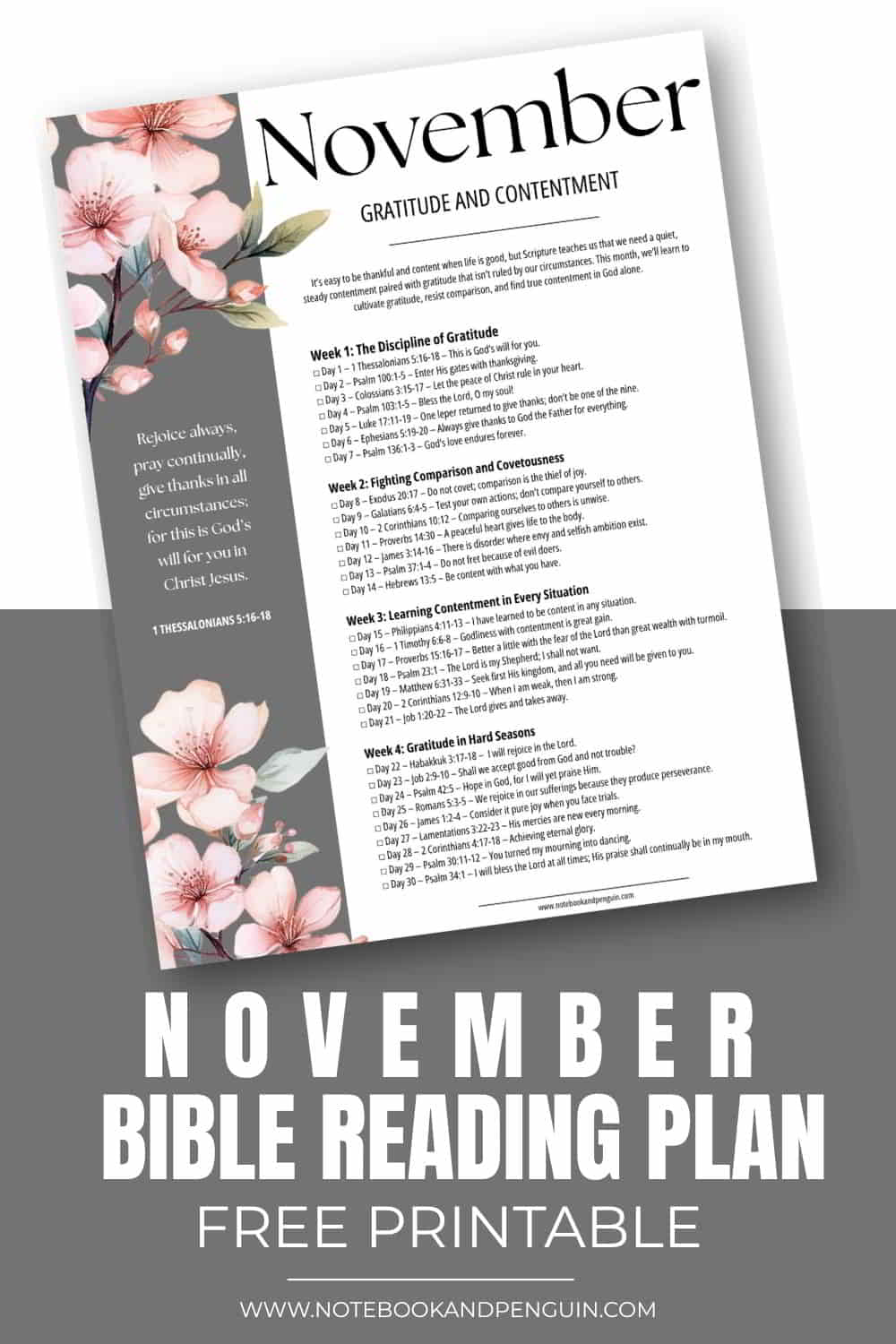 Gratitude Bible Reading Plan For November