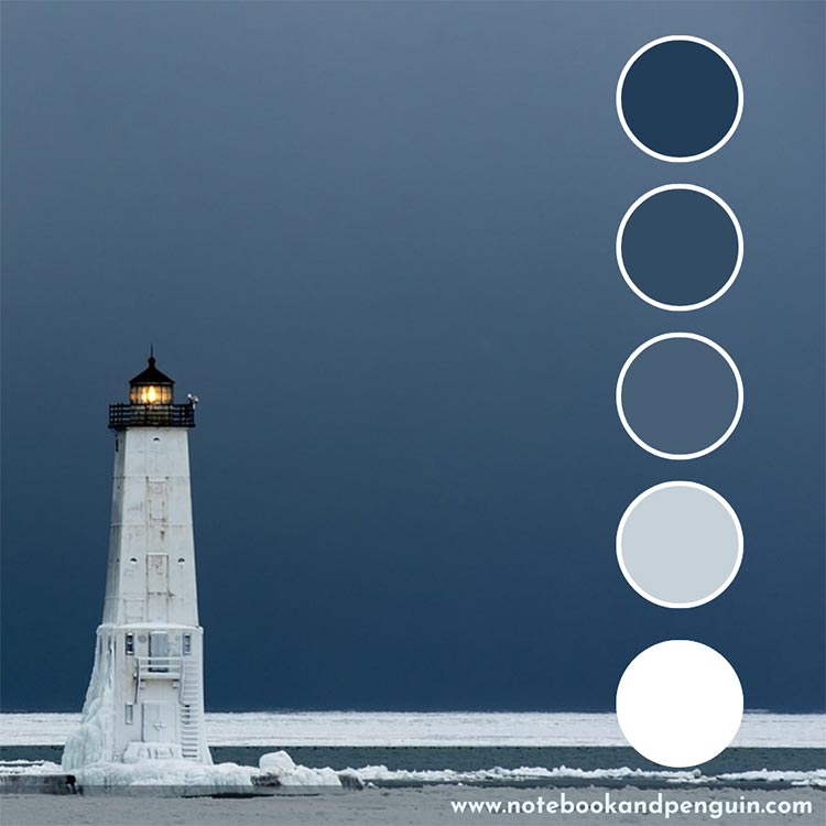 Navy blue, gray and white color palette